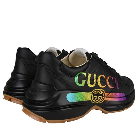 gucci rhyton leather trainers.